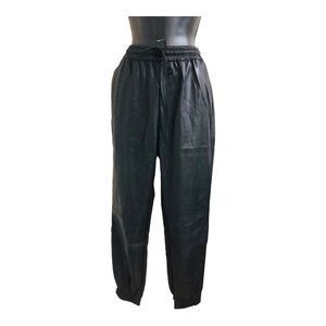 Ci Sono Black elastic waist faux leather jogger pants size small brand new